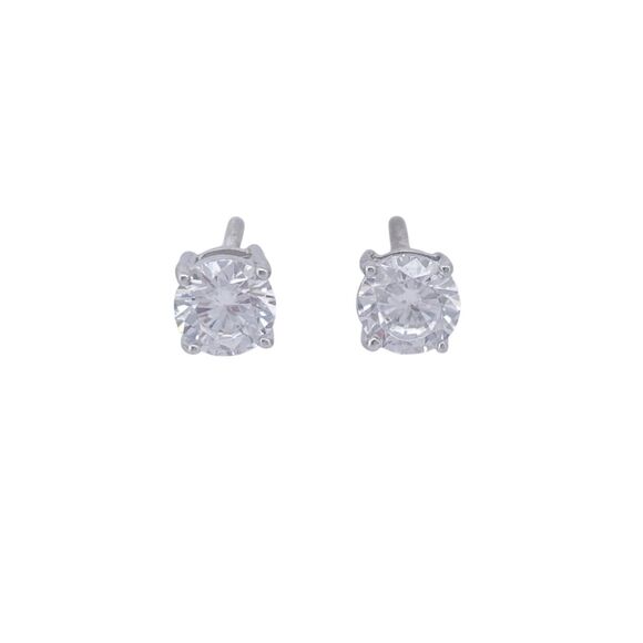 Vintage Sterling Silver 925 5mm Cubic Zirconia Stud Earrings - Picture 2 of 6